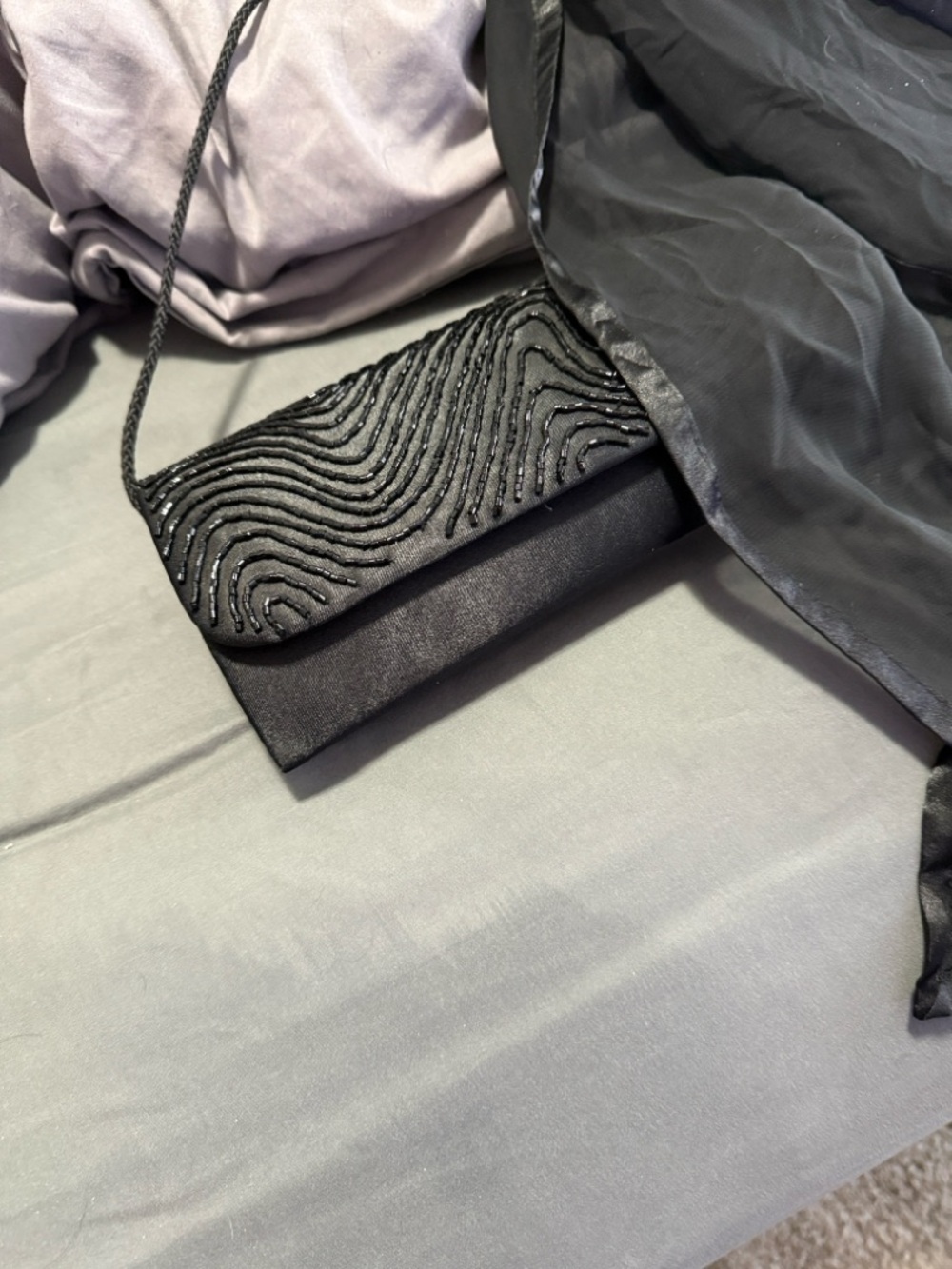 Elegant Black Beaded Evening Clutch